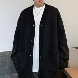 남편 니트 봄 브이넥 집업 오픈 롱가디건 캐쥬얼 숄-WFOP21R