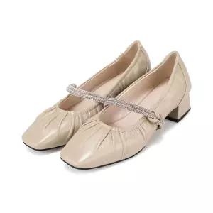 바바라 BABARA 베스트 양가죽 보석줄장식 4CM 플랫 BBJ120 2COLOR BBJ120BE_BK_IC 108484