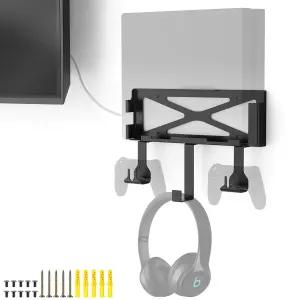 PS4용 벽걸이 오리지널(구 모델)용 금속 벽 또는 TV 뒷면에 설치 컨트롤러 홀더 2개 및 헤드폰 걸이 포함된