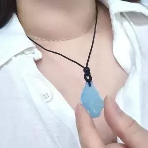 천연석 아쿠아 마린 블루 스톤 팬던트 목걸이