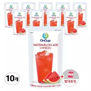 온컵 수박 에이드 230ml 10개 편의점 파우치 음료 에이드 저칼로리