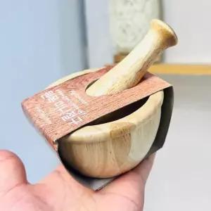 아무 원목 미니절구 다지기 야채 나무 마늘 이유식