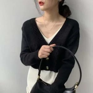 [하프클럽/]크롭 오버핏 니트롱 기본가디건 루즈핏 여성 여자 숄