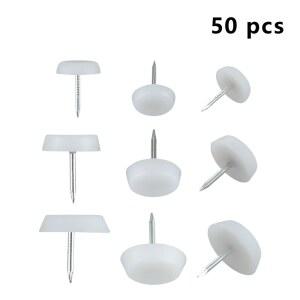 50PCS 가구 플라스틱 의자 둥근 하단 패드 피트 20MM 다리 손톱 LAT 보호대 14 스틱 스크류 흰색 테이블 18