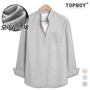 [탑보이][탑보이] 모달스트라이프린넨긴팔셔츠 (DO395)