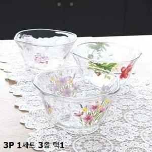 일본 유리 화채볼 그릇 3P 1세트 3종류 택1 유리그릇 화채접시