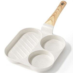 GiPP 세라믹 논스틱 팬, 3-in-1 분할 아침 오믈렛 프라이팬, 7 9인치, 내열 손잡이 , 모든 스토브 상판과 호환, PFOA /POFS / PTFE 프리, 화이트