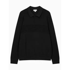 캘빈클라인 진 캘빈클라인 CALVIN KLEIN JEANS 남성 럭비 니트 폴로 스웨터 블랙 J326591BEH