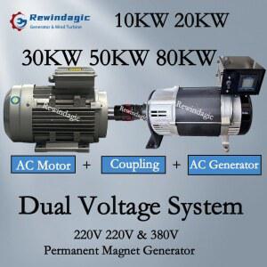 고전력 저소음 10KW 20KW 30KW 50KW 발전기 220V 380V 3000RPM 이중 전압 시스템 디나모가 있는 영구 자석 발전기