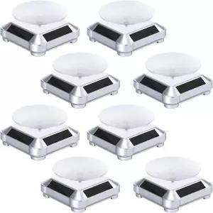 Xuhal 8Pcs 태양광 회전 스탠드 회전식 배터리 구동 이중 사용 디스플레이 주얼리 스피너 360도 쇼케이스