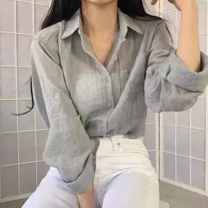 거즈면 남방 셔츠 바캉스룩 여성 여름 무지 긴팔 1P