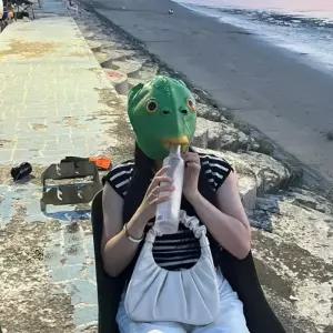 초록 물고기 얼굴 가면 이 외계인 생선 웃긴