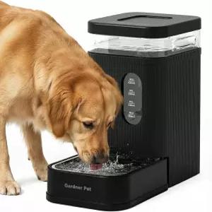 가드너 펫 1.7갤런 자동 개 물그릇 디스펜서 6.5L 중력 급수기 스테인리스 스틸 볼 및 마이판 스톤 필터