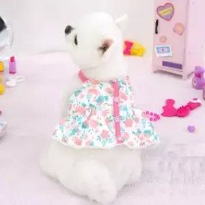 강아지 시어서커 크롭 드레스 핑크 아무 1P 애견옷