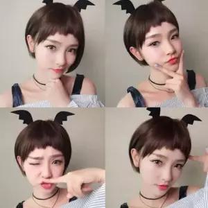 이 컷트가발 숏헤어 귀여운가발(망포함) 짧은통
