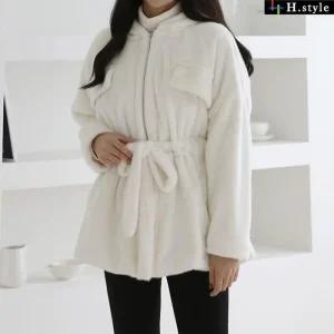 [H스타일](DK)후드밍크코트