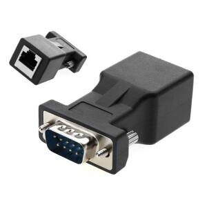 DB9 to RJ45 연장 커넥터  용접 프리 9 핀 직렬 포트  RS232 이더넷 송신기  LAN CAT5e CAT6 케이블  30M