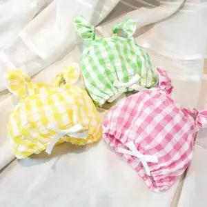 강아지 체크리본 위아 크롭티 1P 반려견 레 애견