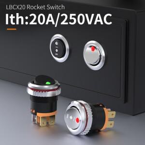 LANBOO 라운드 로커 스위치 20mm 크롬/PC 헤드 옵션 LED 2/위치 3 2NO/2NO2NC/4NO 16amp