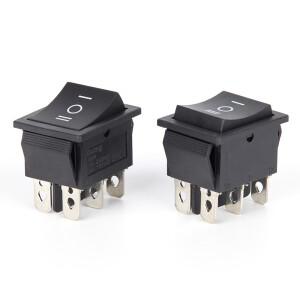 2피스 로커 스위치 6 핀 3 ON/Off/ON AC 20A/125V 16A/250V DPDT 자동차 보트 블랙