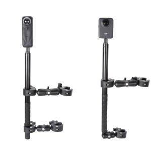 INSTA360 ONE X5 X4 X3 X2 포함 360 RS GOPRO 클램프 키트 155CM 더블 OSMO 셀카봉 및 2용 오토바이 - 자전거 MAX 마운트 DJI 홀더, 라이딩 레코드용 핸들바