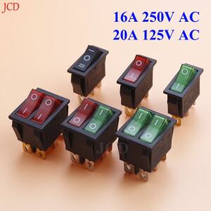 1조각 KCD4 6PIN 16A 250V 20A 이중 조명 스위치 로커 방수 ON-OFF 보트 전원