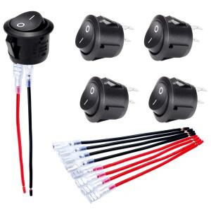 ON/OFF 라운드 로커 스위치 미니 소형 토글 2 핀 SPST 푸시 단추 DC 12V-24V 20mm  자동차 RV 보트용 와이