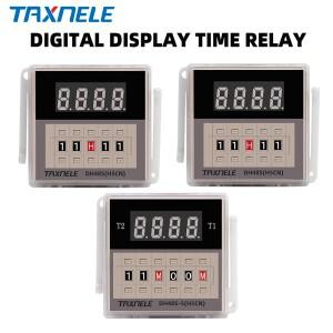 DH48S-2Z 디지털 LED 타이머  시간 릴레이 스위치  전원 온 지연  베이스 포함  AC110V  220V  DC 12V  24V