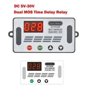 LED 듀얼 MOS 시간 지연 릴레이 DC 5V-30V 하이 레벨 트리거 12V 24V 0-999 디지털 디스플레이 사이클 타이