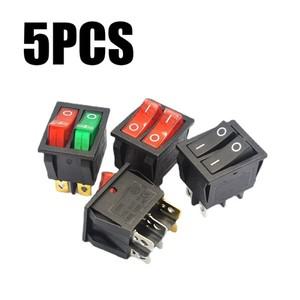 5피스 KCD8 6PIN 16A 250V 20A 더블 라이트 스위치 로커 방수 ON-OFF 보트 전원