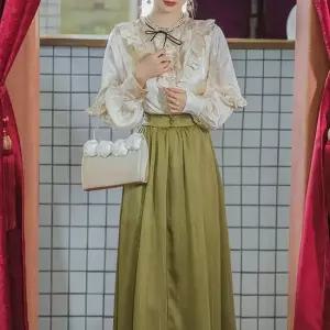 오너클랜 롱스 블라우스 그린 롱스커트 복고의상 경성의상 교복 개화기 경성의복 개화기의상