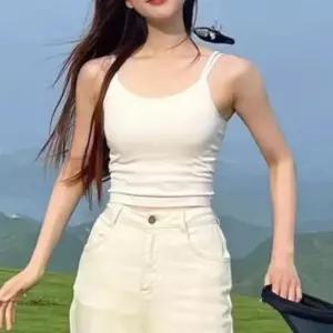 어깨끈 2줄 캡내장 브라렛 미우 이너 나시 스포츠