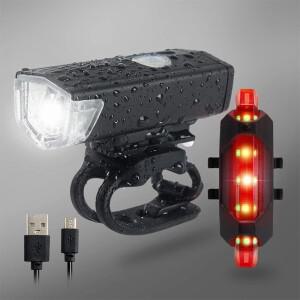 자전거 라이트 USB LED 충전식 세트 로드 바이크 전후방 램프 손전등 사이클링 액세서리