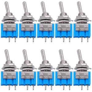 10피스 DPDT 미니 소형 토글 스위치 2pin 2 ON/Off 소형 6A 125V