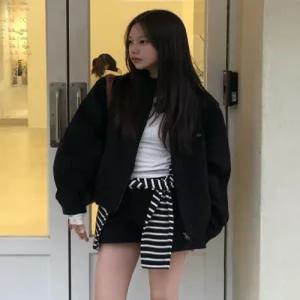 코드그라피 CODEGRAPHY 우먼 울 블루종 자켓 블랙