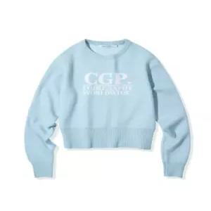 코드그라피 CODEGRAPHY 우먼 CGP 스퀘어 로고 니트 스카이블루