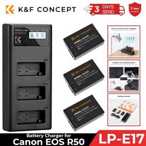 K&F CONCEPT LP-E17 배터리 3팩 업그레이드 3슬롯 LCD 충전기 (캐논호환 EOS R50 RP R10 R8 Rebel T8i T7i