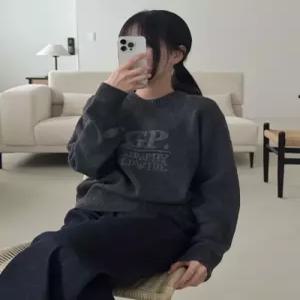 코드그라피 CODEGRAPHY 우먼 스퀘어 로고 니트 차콜