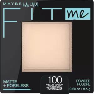 Maybelline Fit Me 매트 + 포어리스 프레스 페이스 파우더 메이크업 및 세팅 파우더, 반투명, 1개입