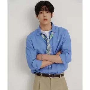 빈폴 BEANPOLE MEN 남녀공용 리넨 솔리드 셔츠 스카이 블루 BC6364C22Q 472988