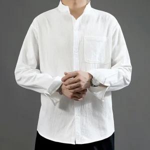 셔츠 남성 차이나 긴팔 여름 흰색 차이나넥 린넨셔츠 남방