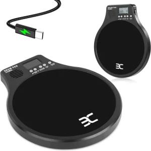 EX 3-IN-1 휴대용 디지털 전자 드럼 패드 메트로놈 속도 감지 및 탭 카운팅 10 TPR 연습 블랙