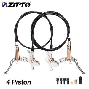 ZTTO MTB 전자 자전거 4 피스톤 유압 디스크 브레이크 오일 압력 팀 금속 패드 AM Enduro DH 용 2.3mm 로터
