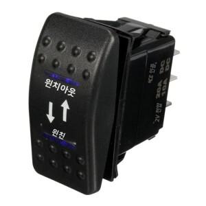자동차 보트 12V 순간 조명 버튼 로커 토글 스위치 블루 LED 윈치 인 아웃 (ON)-오프-(ON) 7핀 DPDT 방수
