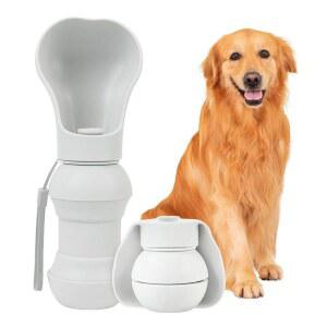 VELUPET ZOOM 강아지 물병, 강아지용 휴대용 여행용 접이식 실리콘, 반려동물 하이킹, 식품 등급 캠핑용 그레이 산책, 야외