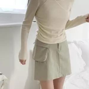 [옷자락]여자 캐쥬얼 건빵 캠퍼스룩 주머니 클래식 SS 스커트