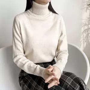 [mbvYbp_66]여자 목폴라 니트 여성옷 티셔츠 베이지