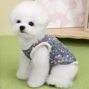 조끼 겨울옷 김장조끼 후리스 꽃무늬 강아지