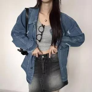 [아우트_66]청자켓 디스트로이드 카라 데님 자켓 IN-DN21