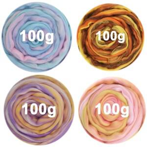 100 그램/몫 혼합 RovingNeedle Felting Wool 손 염색 양모 탑 메리노 천연 Roving for Needle Kit